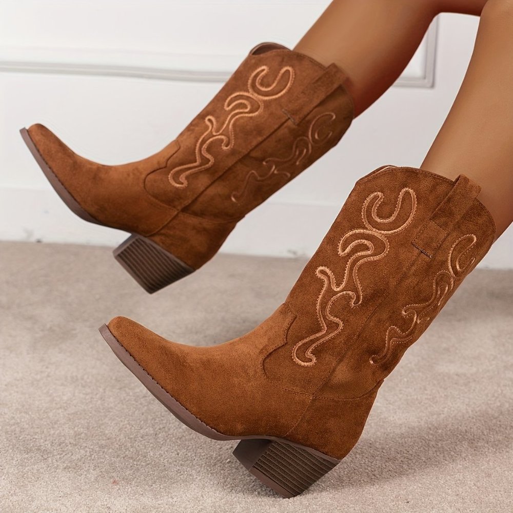 Women Chunky heel midcalf boots, cowboy boots - Picture 9 of 12